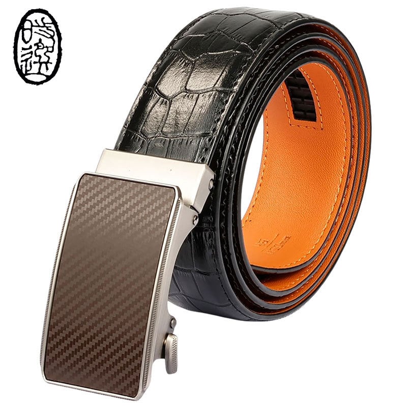 Curea bărbați Time Choice din piele split, cataramă automată din aliaj de zinc, lățime 2-4 cm