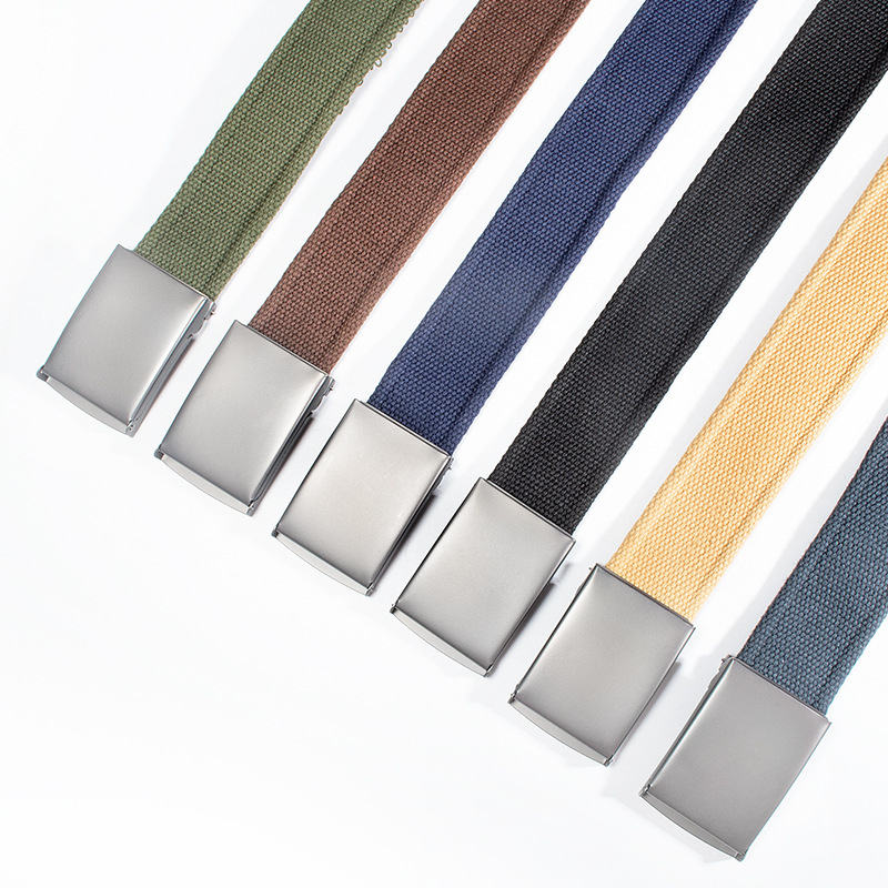 Centură din pânză cu cataramă din fier și închidere automată, lățime 2-4 cm