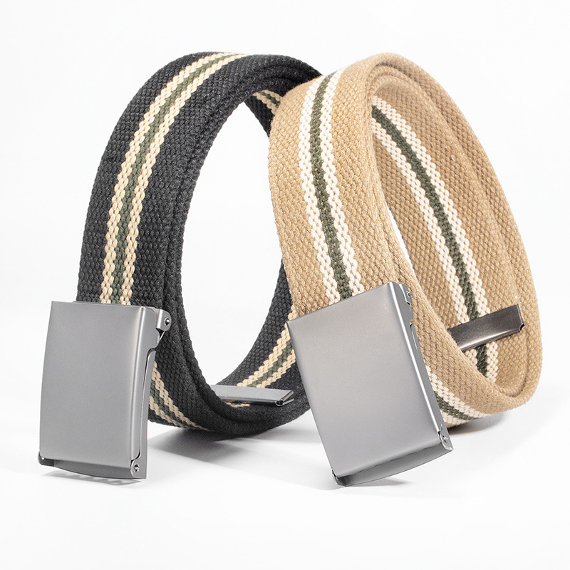 Centură din pânză cu cataramă din fier și închidere automată, lățime 2-4 cm