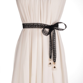 Curea de talie din dantelă pentru femei, cu nod, decor cu cristale, șnur subțire, lățime 2-4 cm