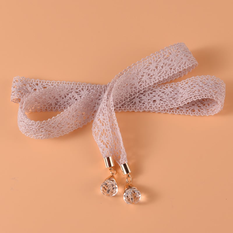 Curea de talie din dantelă pentru femei, cu nod, decor cu cristale, șnur subțire, lățime 2-4 cm