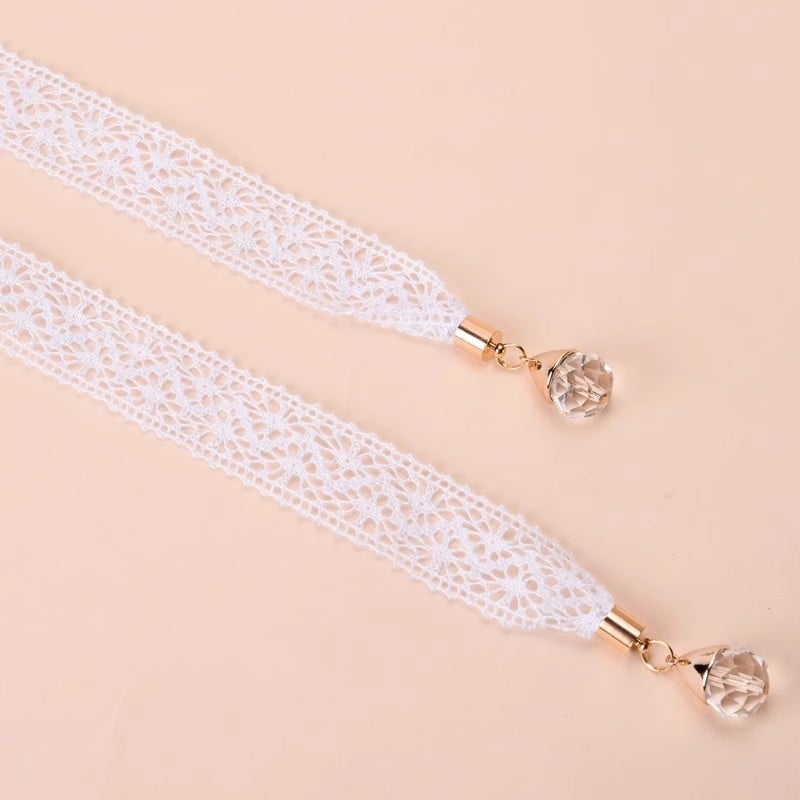 Curea de talie din dantelă pentru femei, cu nod, decor cu cristale, șnur subțire, lățime 2-4 cm