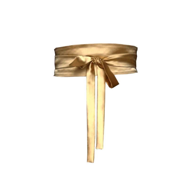 Curea de talie din mătase, cataramă din țesătură, cataramă netedă, lățime peste 4 cm, lucrată manual