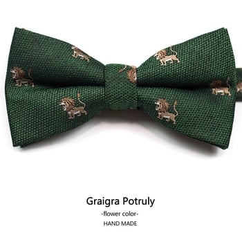 Unisex tauriņa kaklasaite ar dzīvnieku karikatūru, poliesters, drukāts dizains, plakana galvas stils