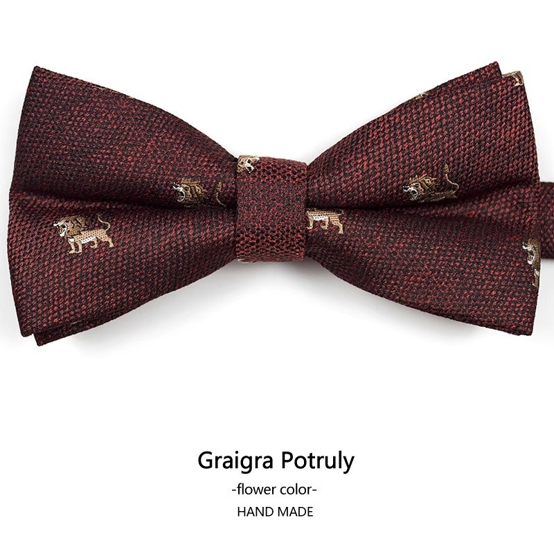 Unisex tauriņa kaklasaite ar dzīvnieku karikatūru, poliesters, drukāts dizains, plakana galvas stils