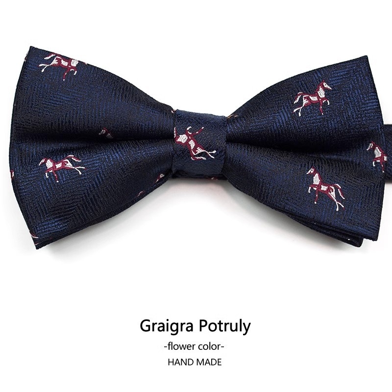 Unisex tauriņa kaklasaite ar dzīvnieku karikatūru, poliesters, drukāts dizains, plakana galvas stils