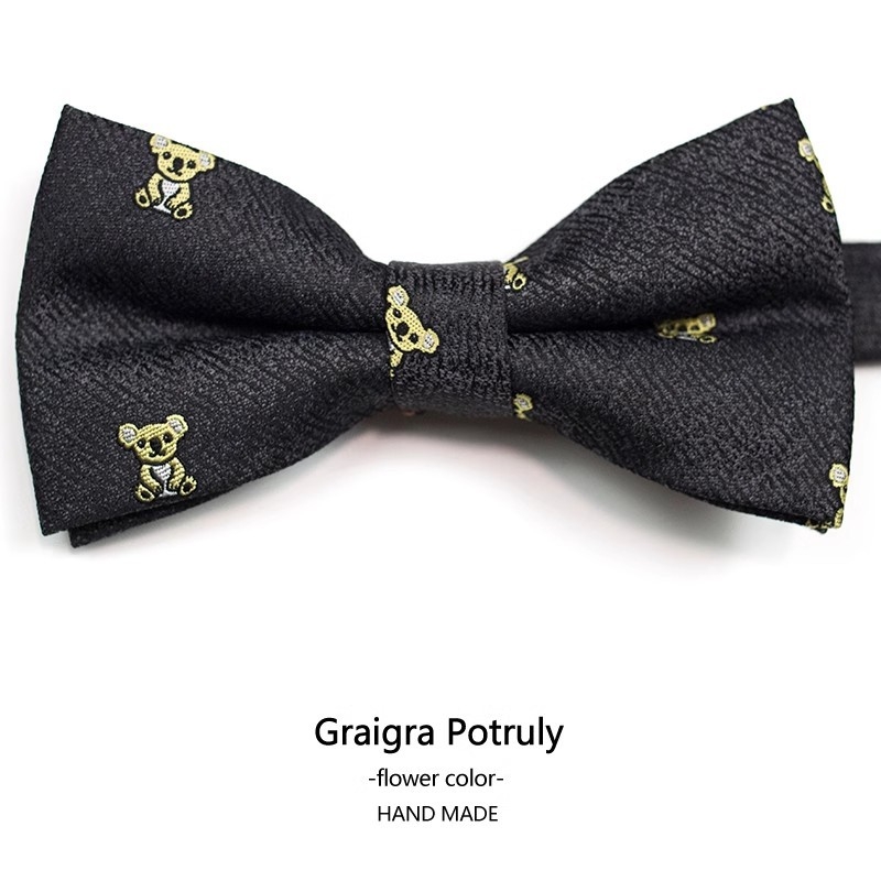 Unisex tauriņa kaklasaite ar dzīvnieku karikatūru, poliesters, drukāts dizains, plakana galvas stils