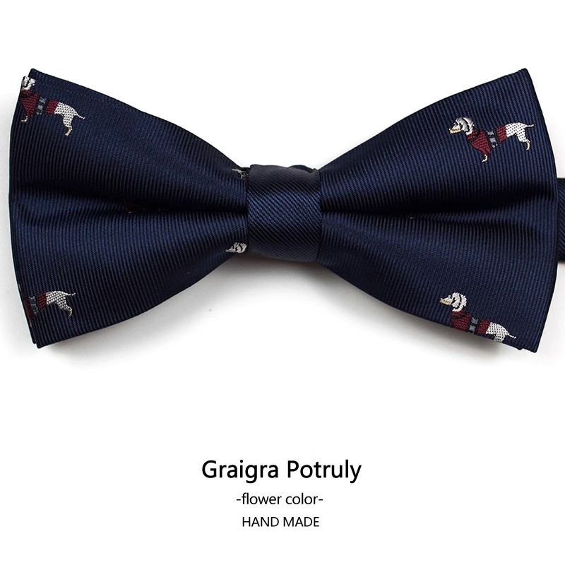 Unisex tauriņa kaklasaite ar dzīvnieku karikatūru, poliesters, drukāts dizains, plakana galvas stils