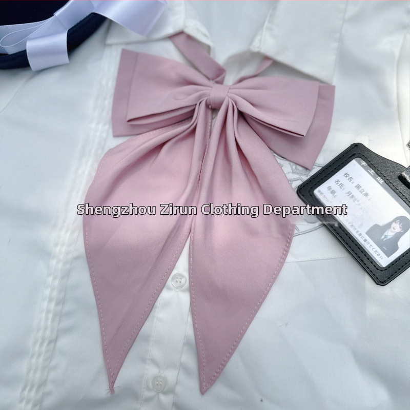 JK jūras skolas uniforma sievietēm ar kakla ziedu un loku – japāņu stils, poliesters, vienkrāsains raksts