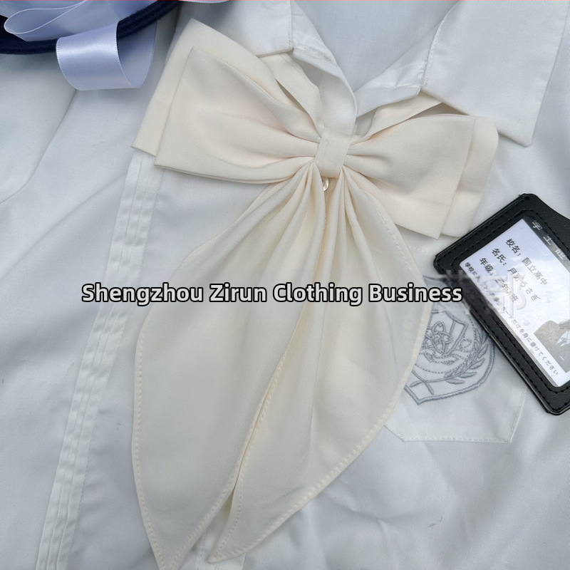 JK jūras skolas uniforma sievietēm ar kakla ziedu un loku – japāņu stils, poliesters, vienkrāsains raksts