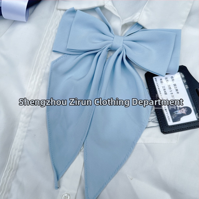 JK jūras skolas uniforma sievietēm ar kakla ziedu un loku – japāņu stils, poliesters, vienkrāsains raksts