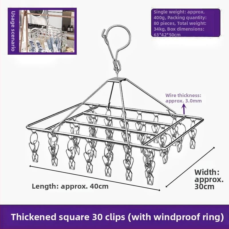 Κλιπ στέγνωσης από ανοξείδωτο ατσάλι, μοντέλο YDX-FX30, σετ 100 τεμαχίων, για εσώρουχα, παντελόνια και κάλτσες