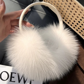 Protecții pentru urechi din blană de vulpe, retractabile, groase, încălzitoare, pentru exterior