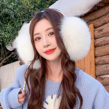 Protecții pentru urechi din blană de vulpe, retractabile, groase, încălzitoare, pentru exterior