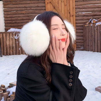 Protecții pentru urechi din blană de vulpe, retractabile, groase, încălzitoare, pentru exterior