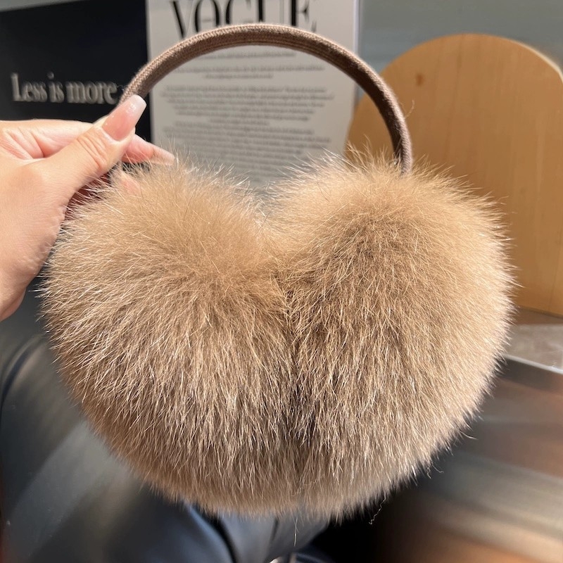 Protecții pentru urechi din blană de vulpe, retractabile, groase, încălzitoare, pentru exterior