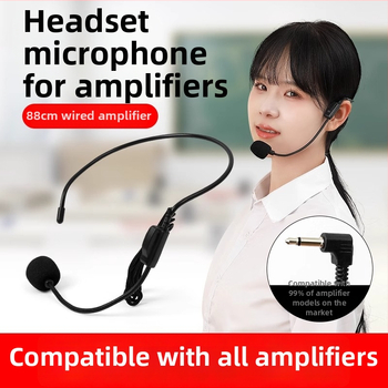 Laidinamas galvos mikrofonas mokytojams, tinkamas paskaitoms ir tiesioginėms transliacijoms, konferencinis mikrofonas, be baterijos, su judančia ritė