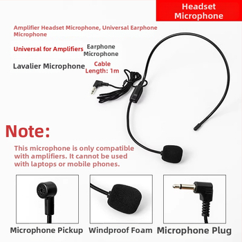 Laidinamas galvos mikrofonas mokytojams, tinkamas paskaitoms ir tiesioginėms transliacijoms, konferencinis mikrofonas, be baterijos, su judančia ritė
