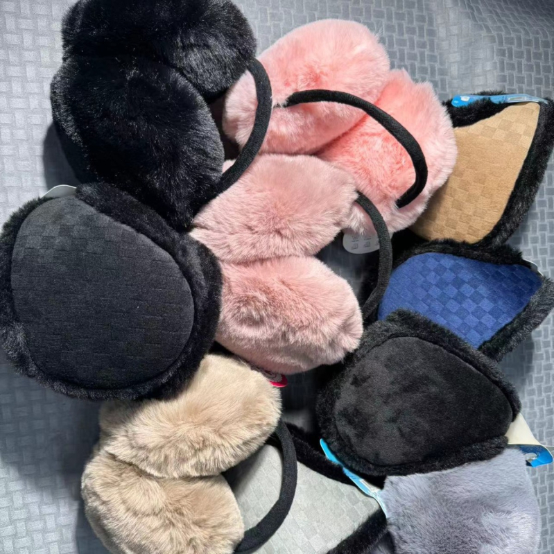 Zaštitnici za uši - plišani, karirani uzorak, unisex odrasli, zima i jesen, zadržavaju toplinu