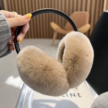 Rex triušio kailio ausų šildytuvai mergaitėms – leopardų spausdinimas, ištraukiami, išlaiko šilumą