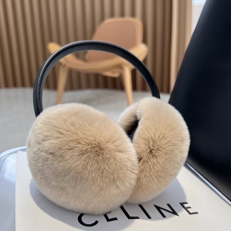 Rex triušio kailio ausų šildytuvai mergaitėms – leopardų spausdinimas, ištraukiami, išlaiko šilumą