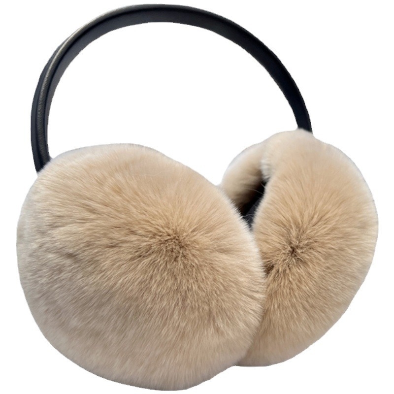 Rex triušio kailio ausų šildytuvai mergaitėms – leopardų spausdinimas, ištraukiami, išlaiko šilumą