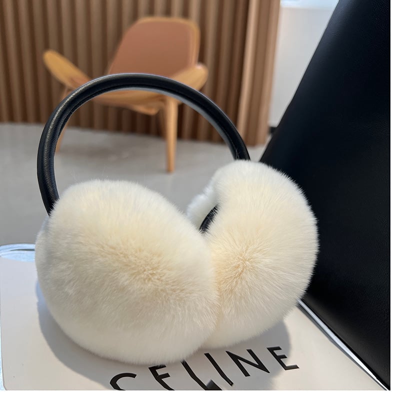 Rex triušio kailio ausų šildytuvai mergaitėms – leopardų spausdinimas, ištraukiami, išlaiko šilumą