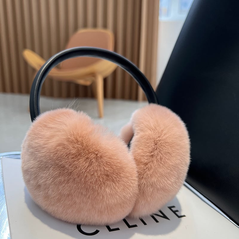 Rex triušio kailio ausų šildytuvai mergaitėms – leopardų spausdinimas, ištraukiami, išlaiko šilumą