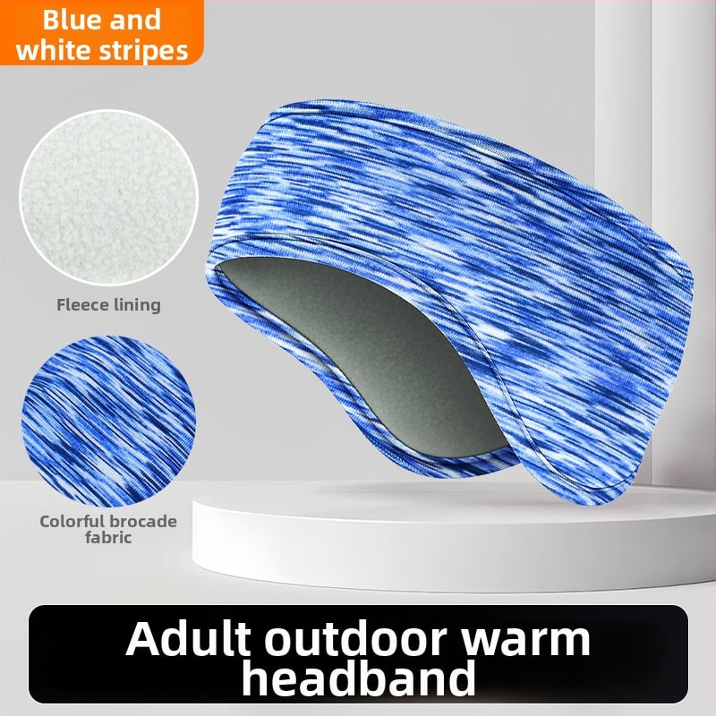 Vaikiška galvos juosta su dviejų sluoksnių flisio, ausų apsauga, dryžuotas raštas, poliesterio medžiaga, minimalistinis stilius