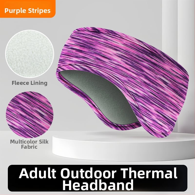 Vaikiška galvos juosta su dviejų sluoksnių flisio, ausų apsauga, dryžuotas raštas, poliesterio medžiaga, minimalistinis stilius