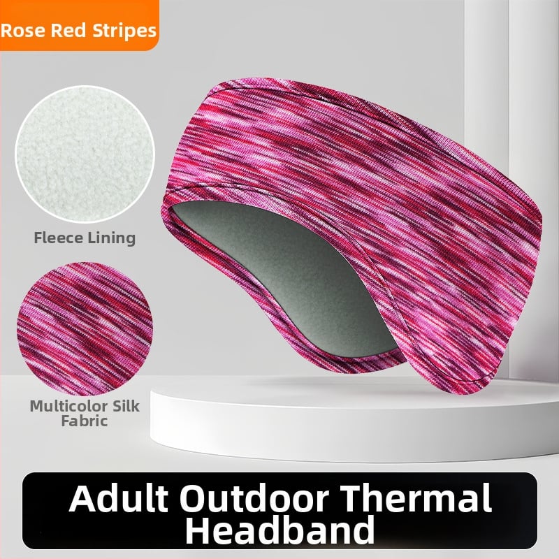 Vaikiška galvos juosta su dviejų sluoksnių flisio, ausų apsauga, dryžuotas raštas, poliesterio medžiaga, minimalistinis stilius