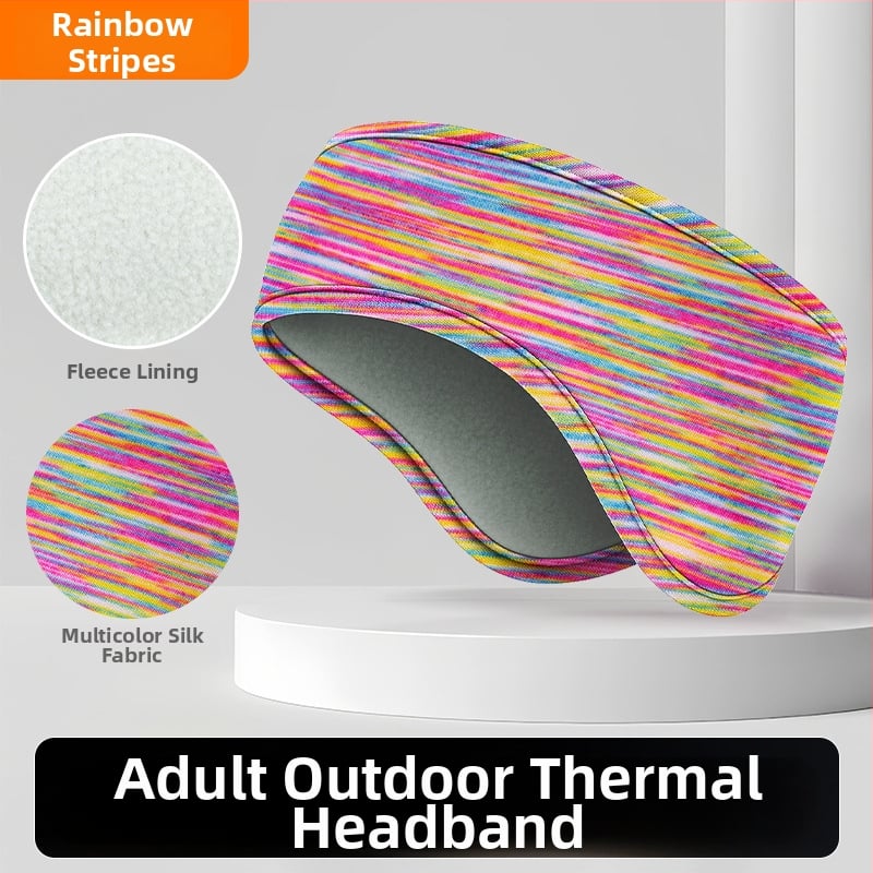 Vaikiška galvos juosta su dviejų sluoksnių flisio, ausų apsauga, dryžuotas raštas, poliesterio medžiaga, minimalistinis stilius