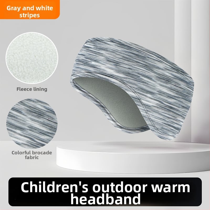 Vaikiška galvos juosta su dviejų sluoksnių flisio, ausų apsauga, dryžuotas raštas, poliesterio medžiaga, minimalistinis stilius