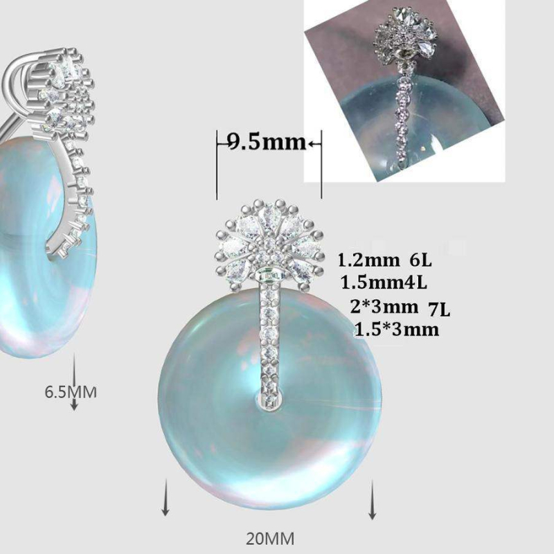 DIY dodatak za nakit: privjesak od jade s ugraviranim cvjetnim motivom i klipom; Materijal: Drugo; Obrada: Drugo; Proljeće 2025