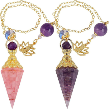 Kaklarotas kulons: sešstūrainas koniskās formas, sveķis ar dabīgām kristālu daļiņām, zelta pārklājums, Miaodi, Ziemas sezona 2025, moderns pilsētas stils