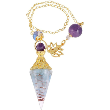 Kaklarotas kulons: sešstūrainas koniskās formas, sveķis ar dabīgām kristālu daļiņām, zelta pārklājums, Miaodi, Ziemas sezona 2025, moderns pilsētas stils