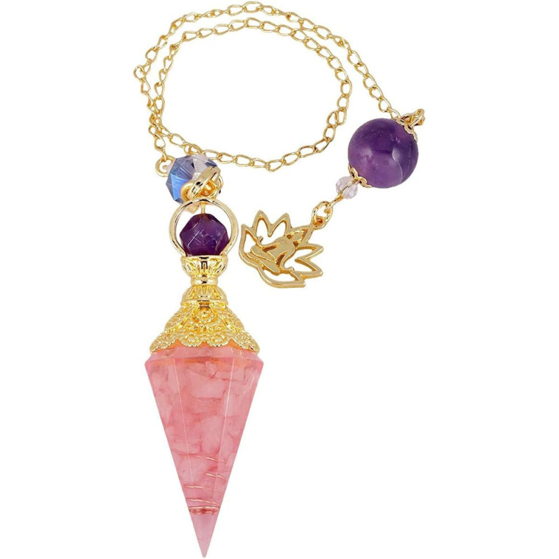 Kaklarotas kulons: sešstūrainas koniskās formas, sveķis ar dabīgām kristālu daļiņām, zelta pārklājums, Miaodi, Ziemas sezona 2025, moderns pilsētas stils