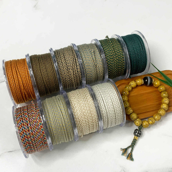 Kordas Bodhi pērļu pavedienam ar iekšējo pamatu no kokvilnas; rokām pīti kokvilnas pavediens; Bodhi pērles ar zvaigznīti un mēnesi