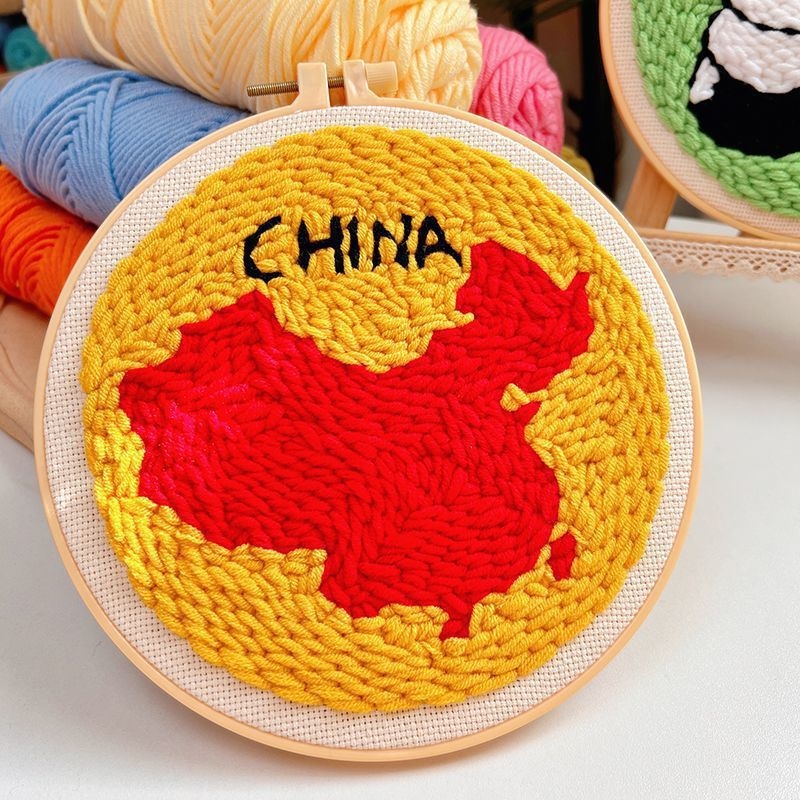 Σετ punch needle βελονιάς — Kuromi χαρακτήρας, χειροποίητο, DIY με μαλλί, μοντέρνος στυλ