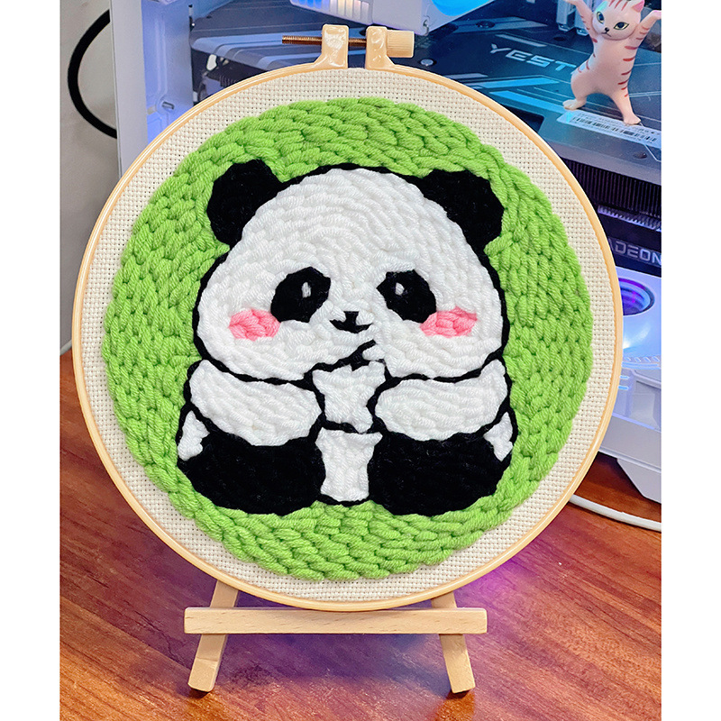 Σετ punch needle βελονιάς — Kuromi χαρακτήρας, χειροποίητο, DIY με μαλλί, μοντέρνος στυλ