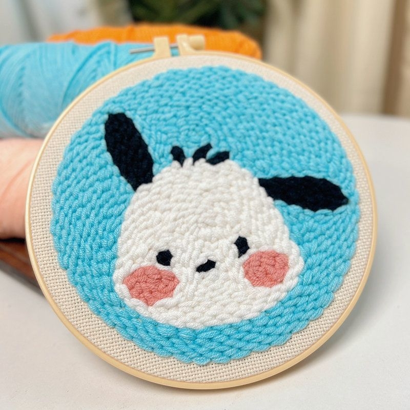 Σετ punch needle βελονιάς — Kuromi χαρακτήρας, χειροποίητο, DIY με μαλλί, μοντέρνος στυλ