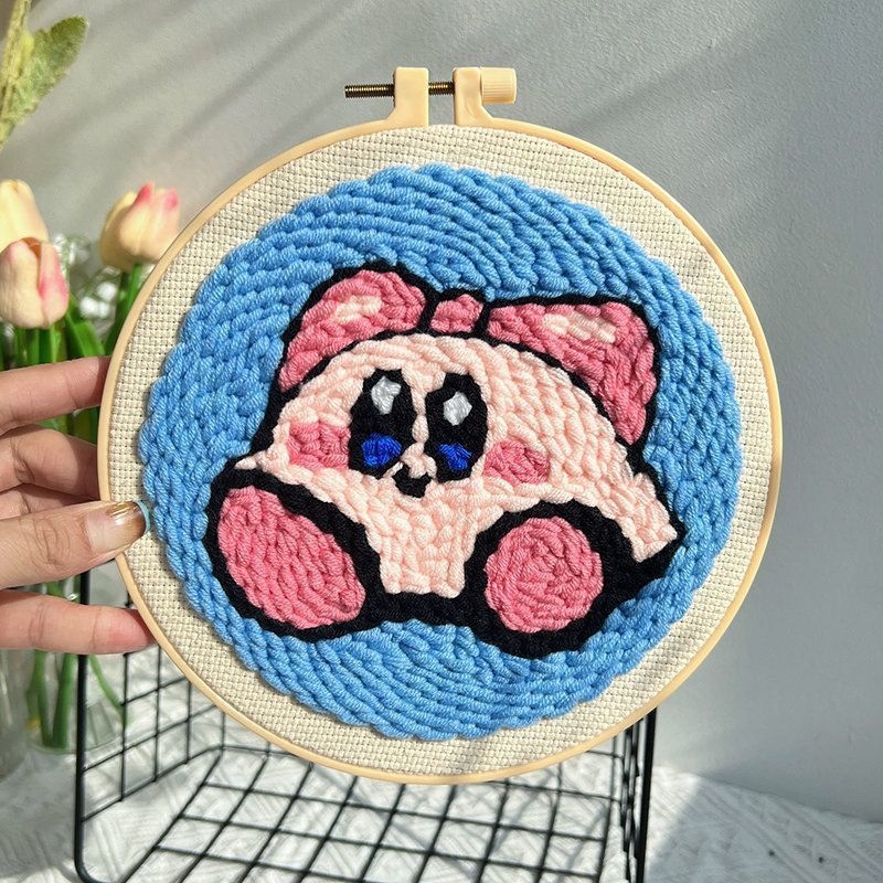 Σετ punch needle βελονιάς — Kuromi χαρακτήρας, χειροποίητο, DIY με μαλλί, μοντέρνος στυλ