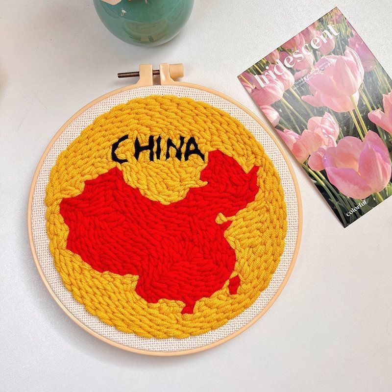 Σετ punch needle βελονιάς — Kuromi χαρακτήρας, χειροποίητο, DIY με μαλλί, μοντέρνος στυλ