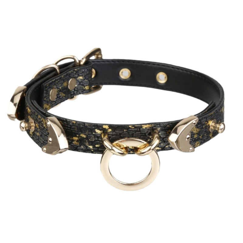 Puppy choker ogrlica od PU, geometrijski oblik, lanac zmijskog kostiju, leptir kopča, privjesak od legure, graviranje dostupno