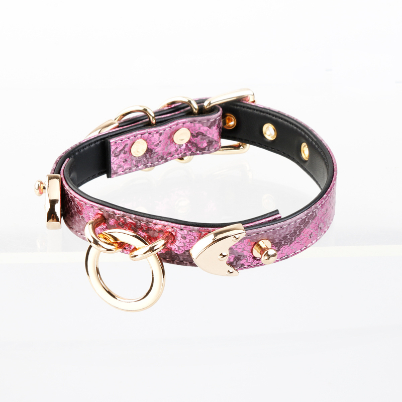 Puppy choker ogrlica od PU, geometrijski oblik, lanac zmijskog kostiju, leptir kopča, privjesak od legure, graviranje dostupno