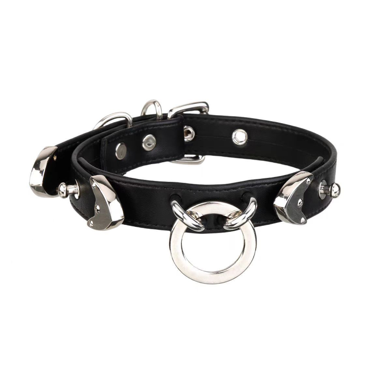 Puppy choker ogrlica od PU, geometrijski oblik, lanac zmijskog kostiju, leptir kopča, privjesak od legure, graviranje dostupno