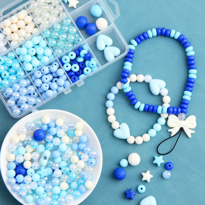 DIY akrilā apaļo pērlīšu komplekts — brīvas pērlītes, pārklājums ar cepšanas krāsu, baroka stils, cēls raksts, materiāls: plastmasa/resīns