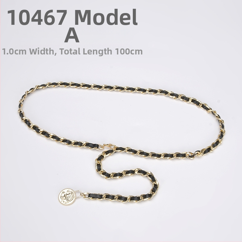 Metāla vidukļa ķēde — vienkāršs stils, vienu loku, platums 1 cm, pielāgota apstrāde