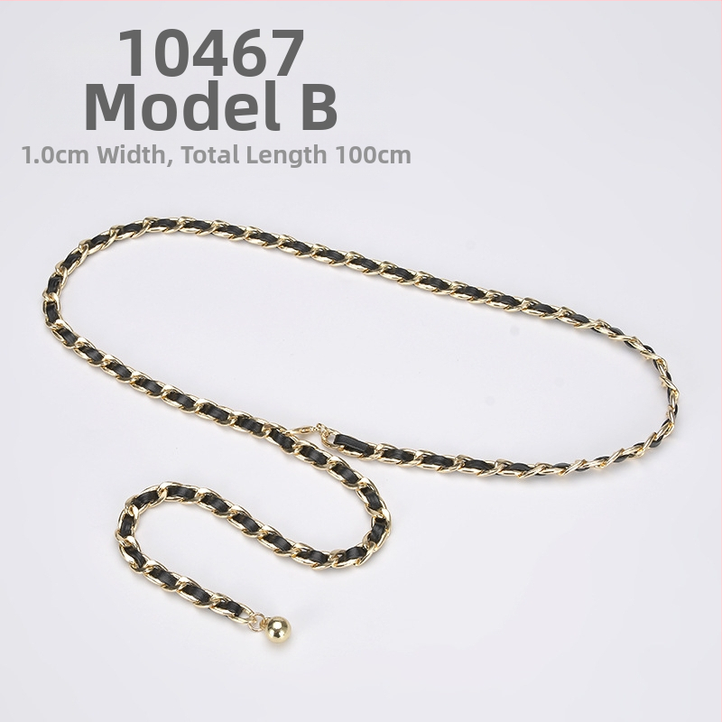 Metāla vidukļa ķēde — vienkāršs stils, vienu loku, platums 1 cm, pielāgota apstrāde