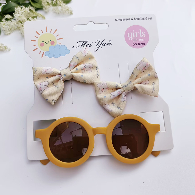 Dječje bezokvirne sunčane naočale uz komplet za kosu i mašice, UV400, PC leće, dizajn nadahnut Mickeyjem